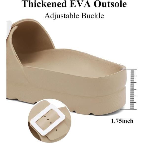 Womens Platform Sandals with Arch Support, Adjustable Buckle Beach Sandal Woman - Picture 4 of 7